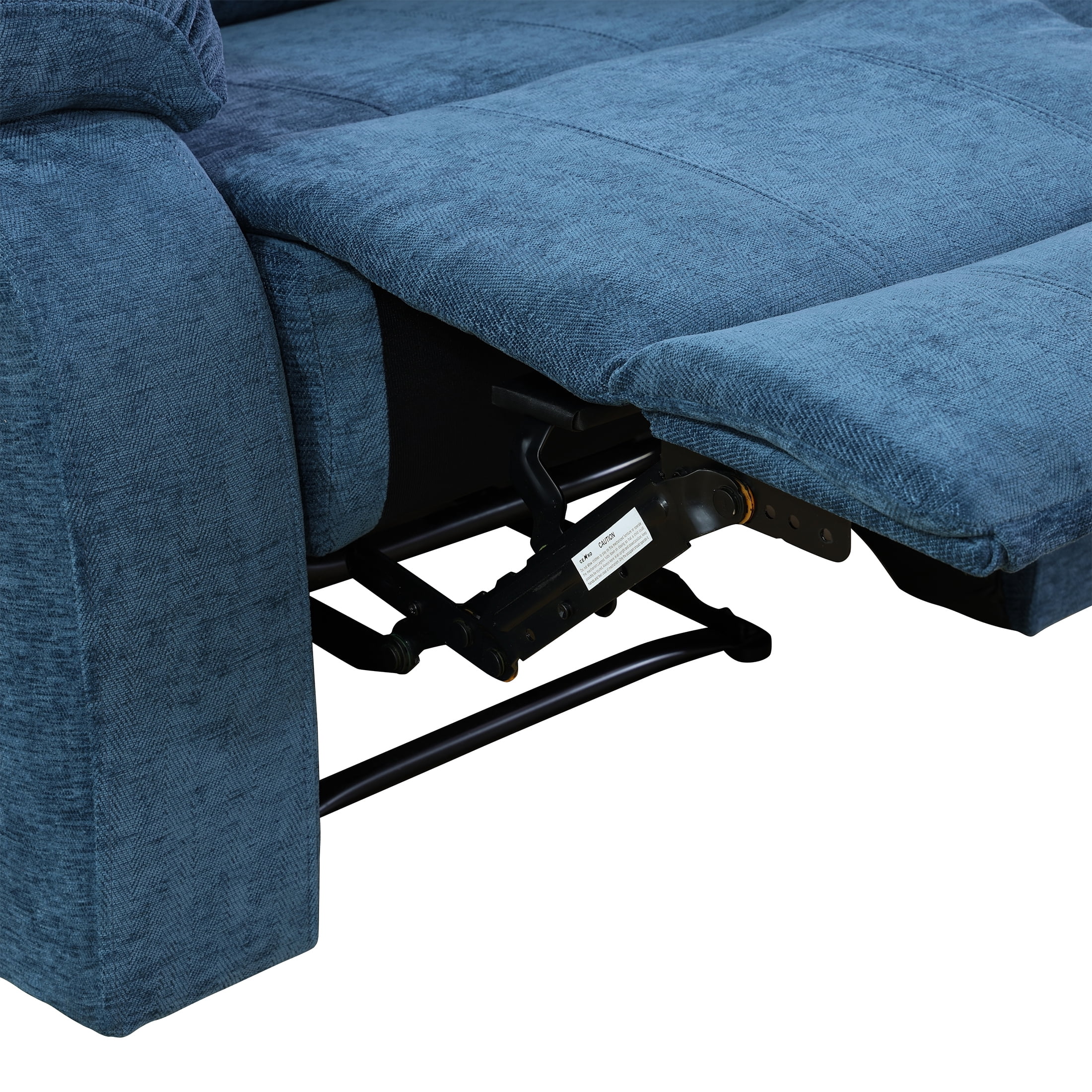 AUKFA 3 Seats Recliner Sofa Chair, Home Theater Sofa with Flipped Backrest and Cupholder, Blue