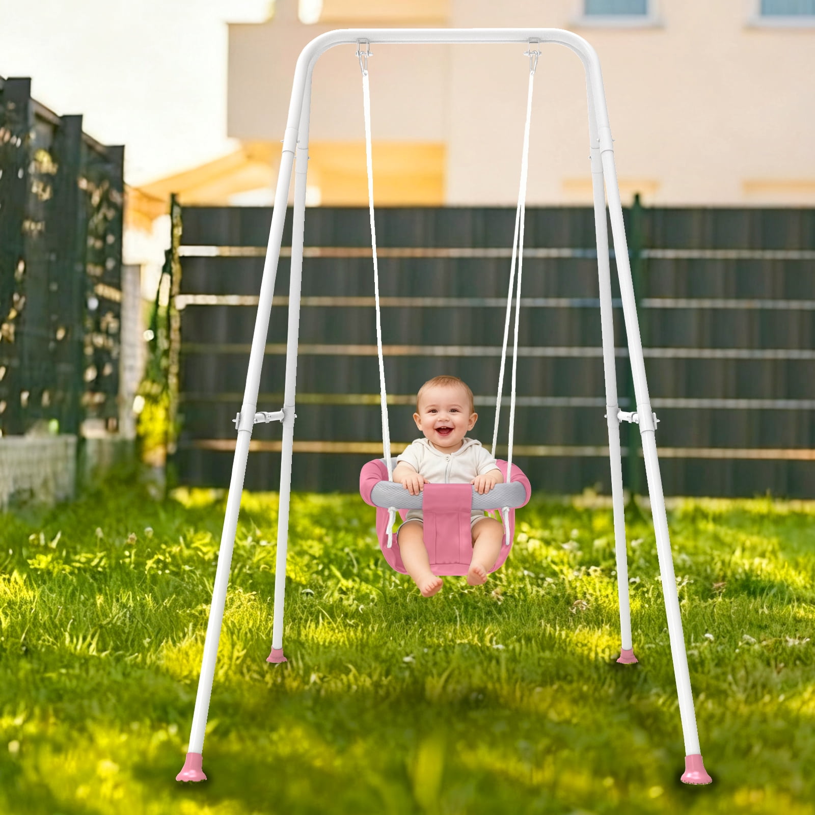 G TALECO GEAR 2-in-1 Baby Jumper and Swing, Indoor&Outdoor Baby Swing for 6-24 Months Infant Toddler, Pink