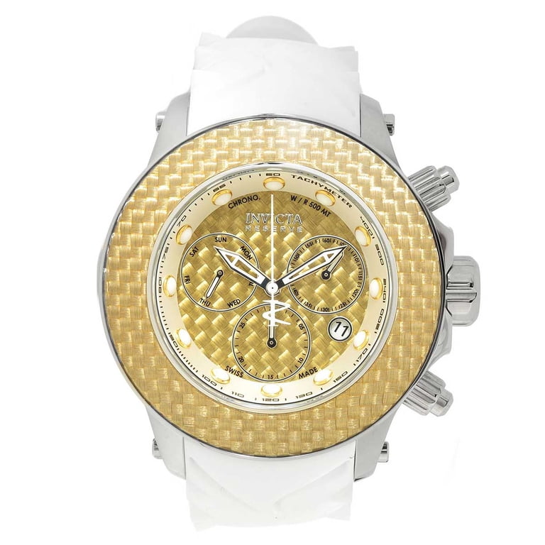 Invicta White and Yellow Accent Silicone Watch with Silver Dial Amazon.com: Invicta Men main image 2