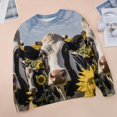 thumbnail image 6 of Farm Cows Women's Floral Printed Sweatshirt Long Sleeve Crewneck Casual Loose Vintage Graphic Pullover Tops, 6 of 7