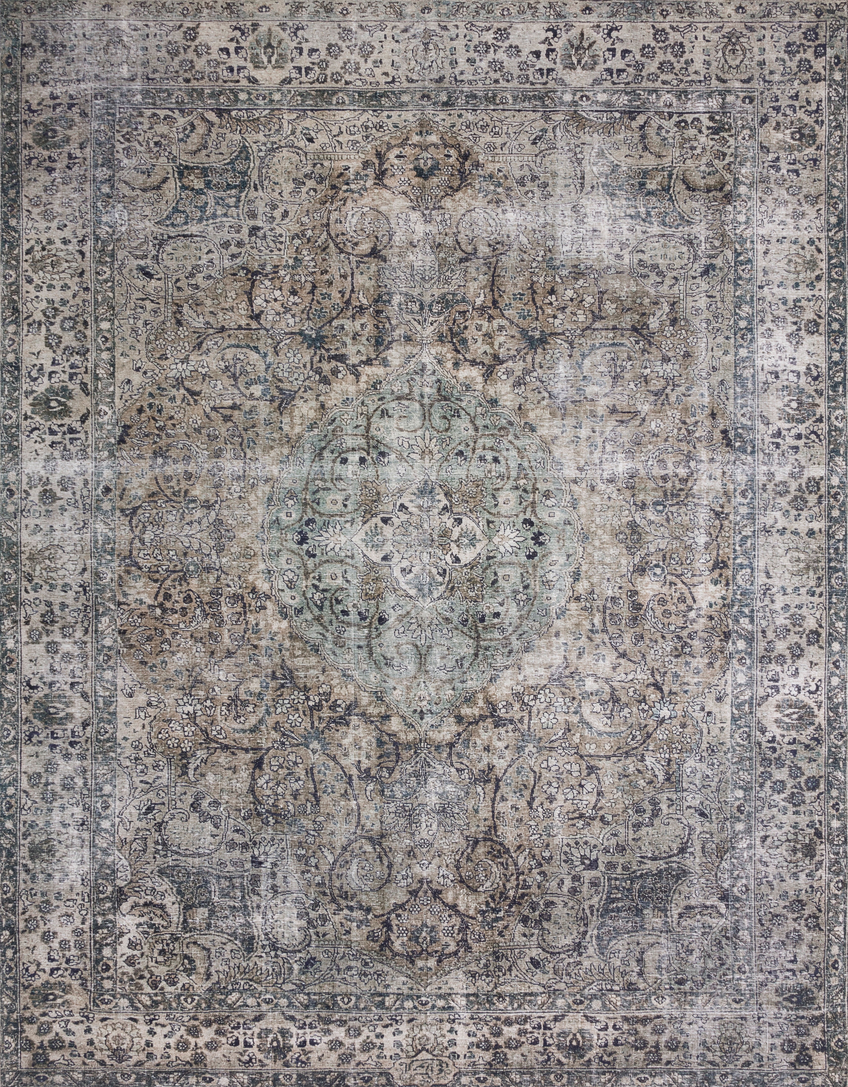 Loloi Layla Printed Oriental Distressed Taupe / Stone Area Rug