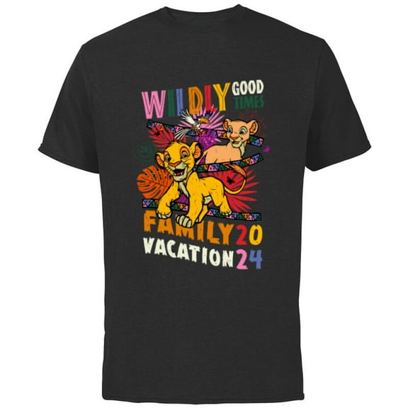 Disney The Lion King Wildly Good Times Family Vacation 2024 - Short Sleeve Cotton T-Shirt for Adults - Customized-Black