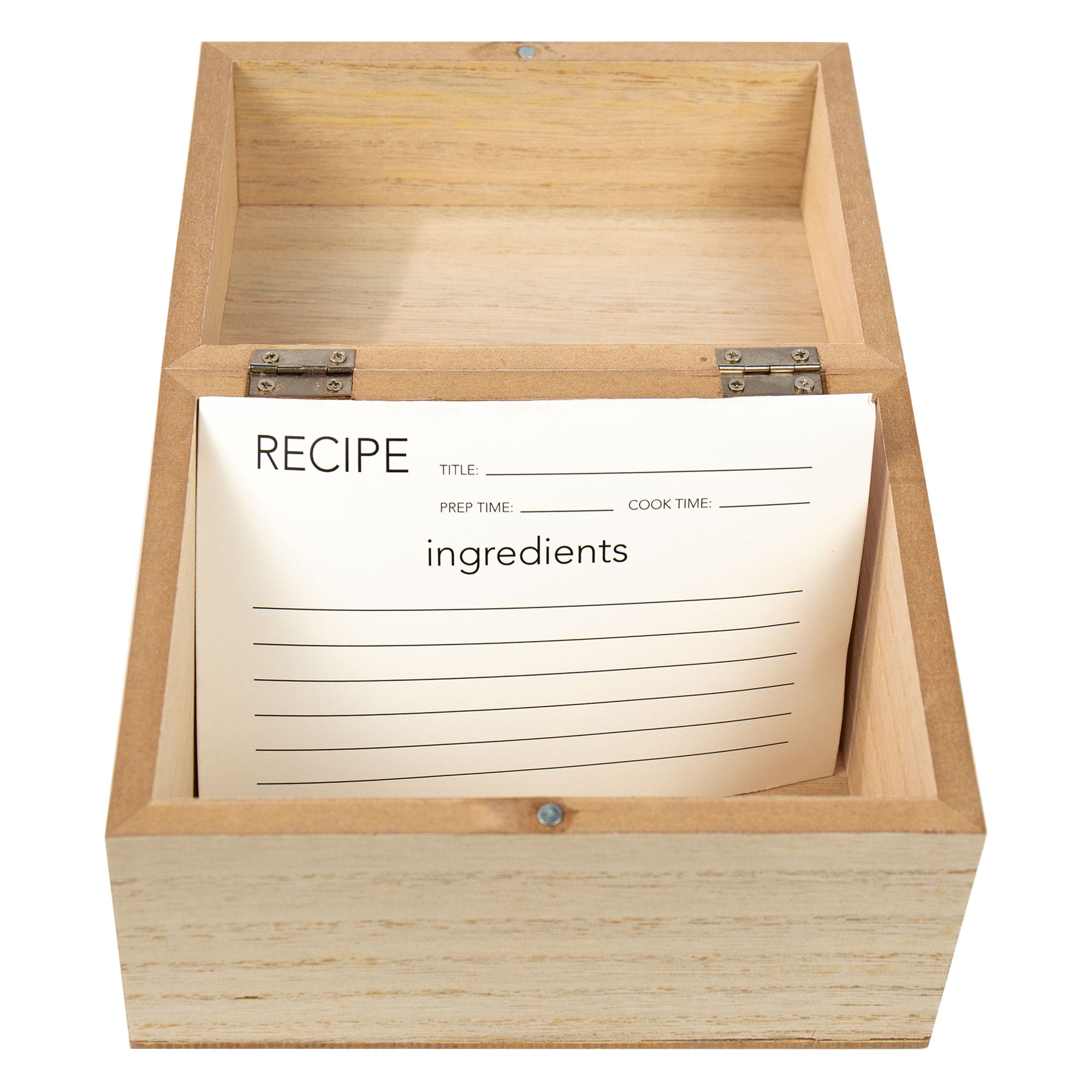 (2 pack) On the Surface Wood Rectangle Recipe Box with Recipe Cards, Paint Your Own Recipe Box