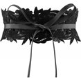 thumbnail image 1 of AVEKI Women's Lace Waist Belt Obi Bowknot Cinch Wide Belt Bow Tie Wrap Boho Corset Dress Waist Band Pu Leather, Black, 1 of 4