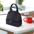 thumbnail image 4 of Bolsa de almuerzo con aislamiento de doble compartimento para mujeres, bolsa de mano aislada para hombre, peso ligero y caja de almuerzo portátil para la escuela, picnic, camping, viajes (negro), 4 of 5