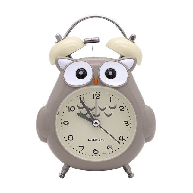 Reloj despertador con bonita forma de búho con campana fuerte, movimiento silencioso