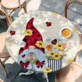 thumbnail image 2 of Gnomes Round Tablecloth, Fitted Table Cover with Elastic for 45"-54" Round Tables, White Yellow Daisy Floral Country Garden Floral Table Cloth Outdoor Indoor Dinning Party Waterproof Tablecloths, 2 of 7