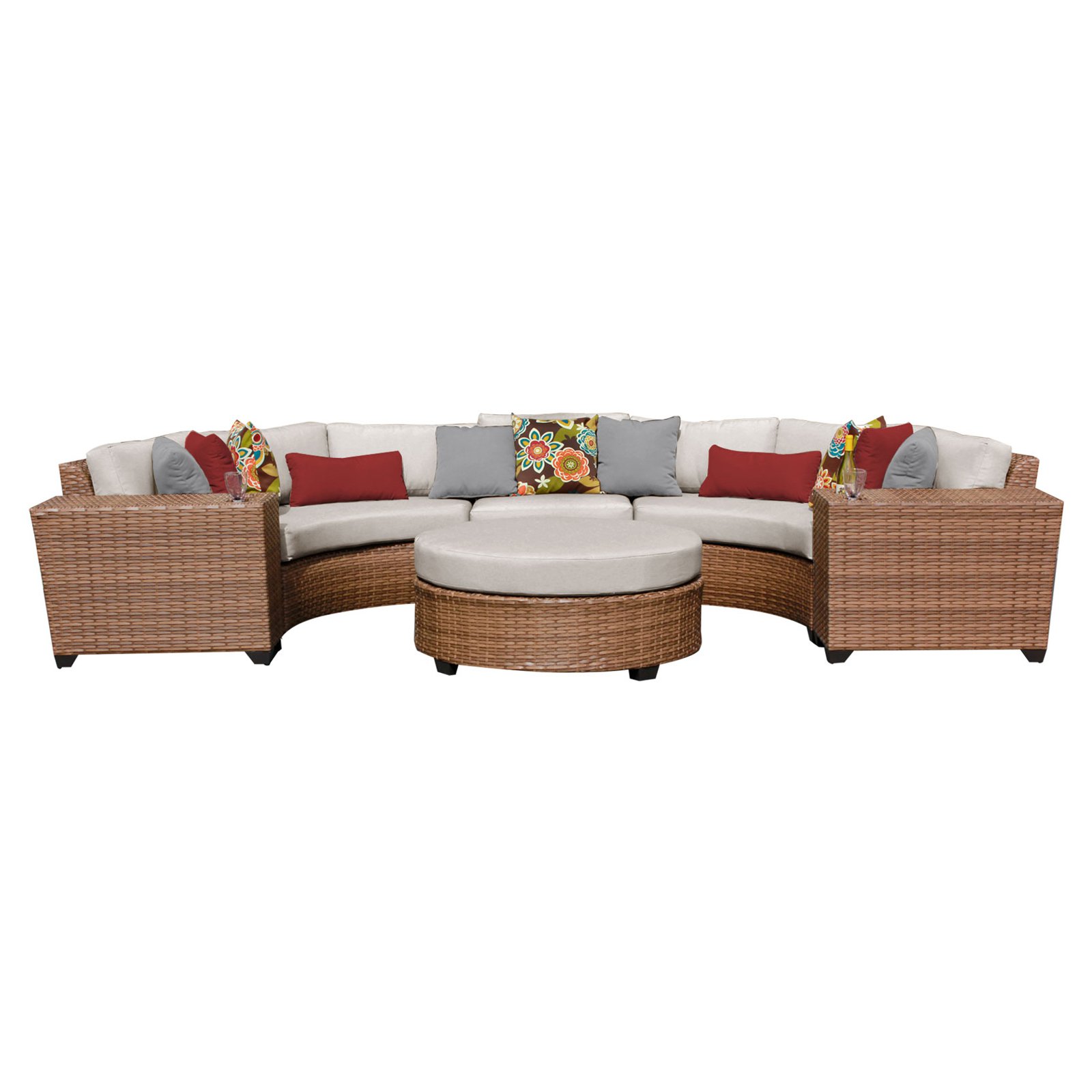 TK Classics Laguna Wicker 6 Piece Patio Conversation Set with Round Coffee Table and 2 Sets of Cushion Covers - image 2 of 3