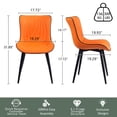 thumbnail image 2 of YOUNIKE Dining Chairs with Metal Legs Wing Backrest Set of 2 Upholstered Dinner Side Chair, Orange, 2 of 11