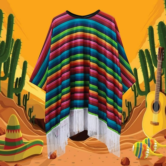 UANWENN Male Festive Mexican Cape Cape Ethnic Print Striped Fringe Poncho Top Non Shrinking T Shirts for Men Nation T Shirts for Men Mens Tall T Shirts Men Tops Spandex T Trashier Shirts T Shirt Men