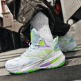 thumbnail image 5 of Bolognifi Men's Basketball Shoes High-Top Volleyball Non-Slip Lightweight Indoor Outdoor Sport Sneakers Fans - GREEN_5, 5 of 7
