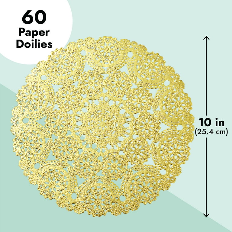  Worlds 100pc Round Gold Metallic Foil Paper Doilies, Lace Paper  Doilies (5 Sizes,4 in 6 in 8 in 10 in 12 in Inch), Gold : Home & Kitchen