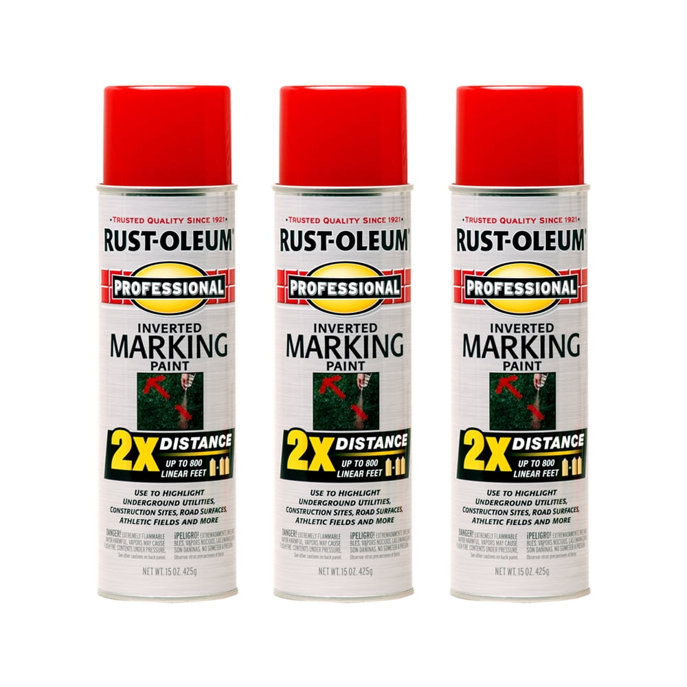 (3 Pack) RustOleum Professional 2x Inverted Marking Paint Safety Red