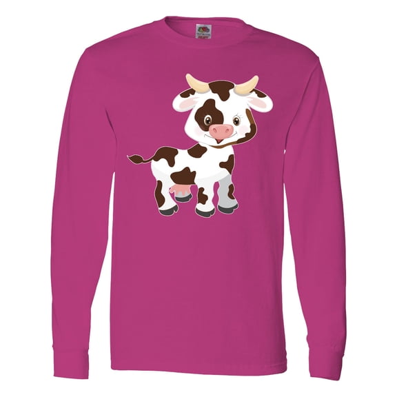 Inktastic Cute White Holstein Cow with Brown Spots Long Sleeve T-Shirt