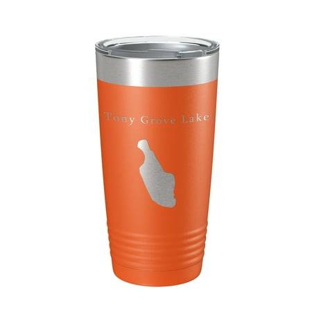 

Tony Grove Lake Map Tumbler Travel Mug Insulated Laser Engraved Coffee Cup Utah 20 oz Orange