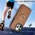 thumbnail image 2 of Decase Wallet Case for iPhone 15 Pro Max, Shockproof PU Leather Credit Card Slot with Built-in Rotation Ring Holder Stand Protective Cover Case , brown, 2 of 8