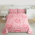thumbnail image 3 of Manfei Pink Leopard Print Full Size Comforter Sets for Kids, Sweet Girl Bedding Comforter Set, Romantic Fashion Reversible Bedding Sets, Lightweight Room Decor, 3-Piece, 3 of 9