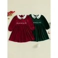thumbnail image 4 of BemeyourBBs Little Girl Velvet Christmas Dress Deer Bow Holly Long Sleeve Dress, 4 of 9