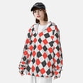 thumbnail image 3 of Balery Red and black argyle Sudadera ligera de manga larga con capucha y protección solar UPF 50+ para hombre y mujer, ideal para pesca y running-Medium, 3 of 7