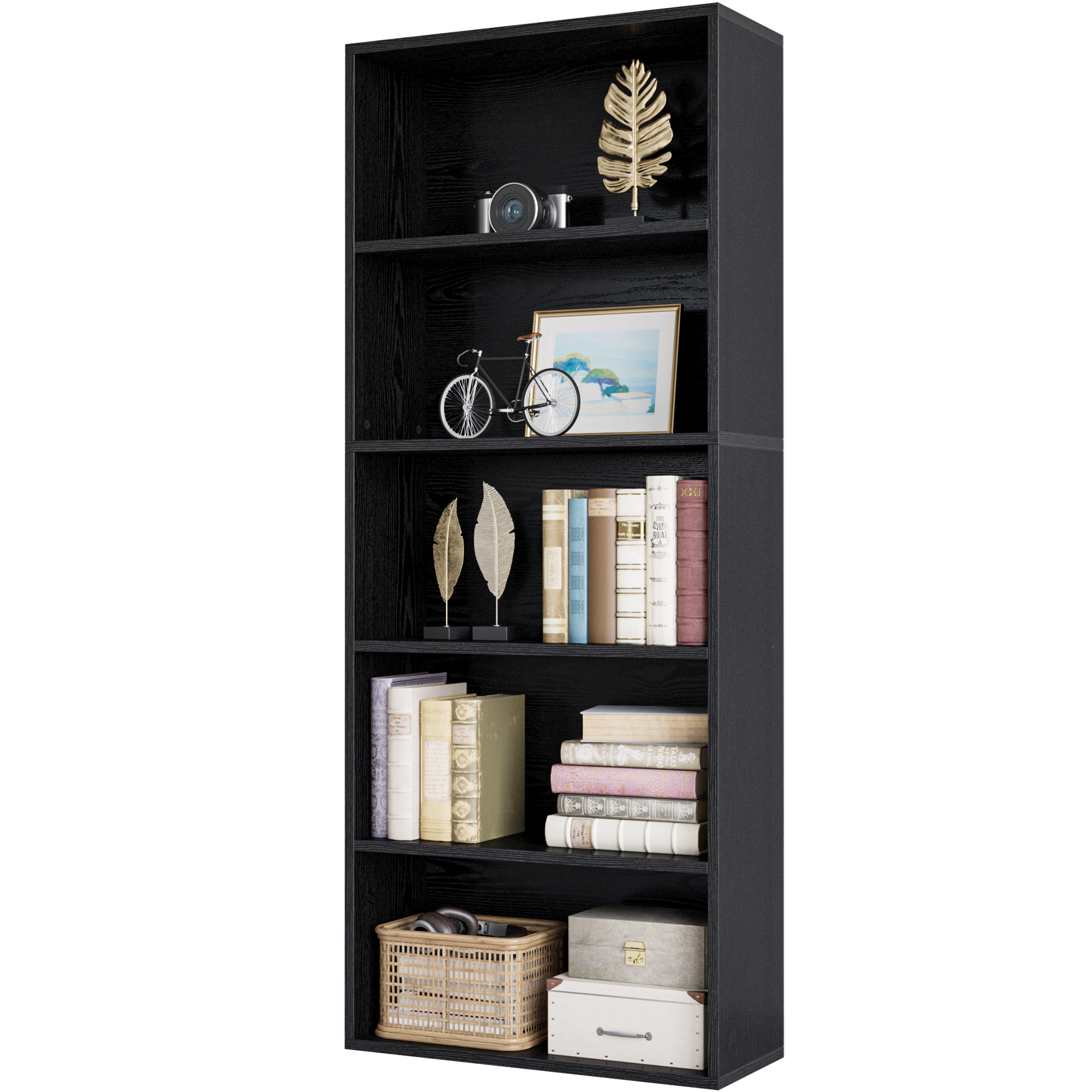 IRONCK 5-Shelf Bookcase, Black photo 1
