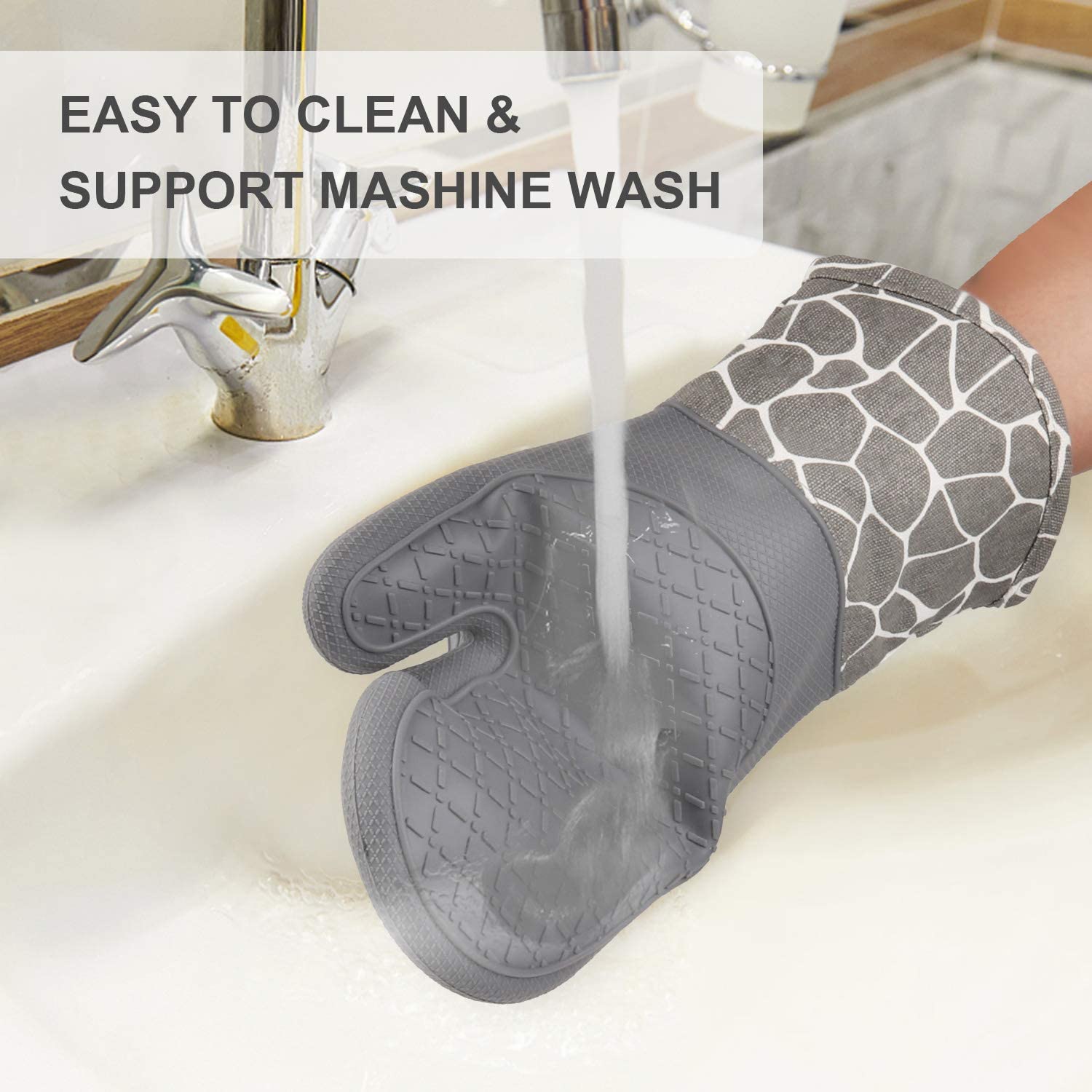 Mitaines De Four En Silicone Résistantes à La Chaleur - Poignée Anti-Dérapante, Imperméables