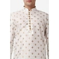 thumbnail image 4 of Royal Kurta Elegant Cream Jacquard Silk Printed Long Kurta and Black Salwar for Men, 4 of 7