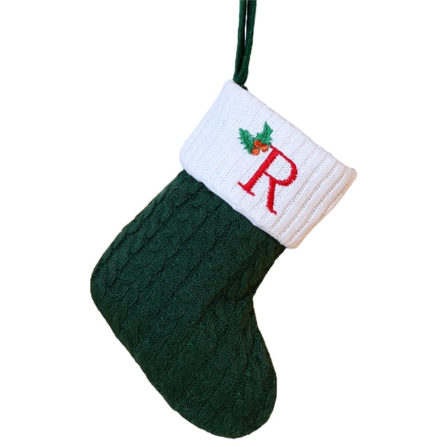 Christmas Tree Decorations,Christmas Embroidered Letter Socks Christmas Tree Pendant Knitted Red Green White Christmas Socks,Small Christmas Tree,White Christmas Tree
