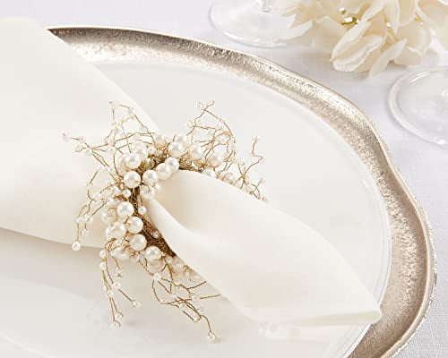 Stacie Krajchir Ceramic Napkin Rings Set of 4 in Ivory/Natural