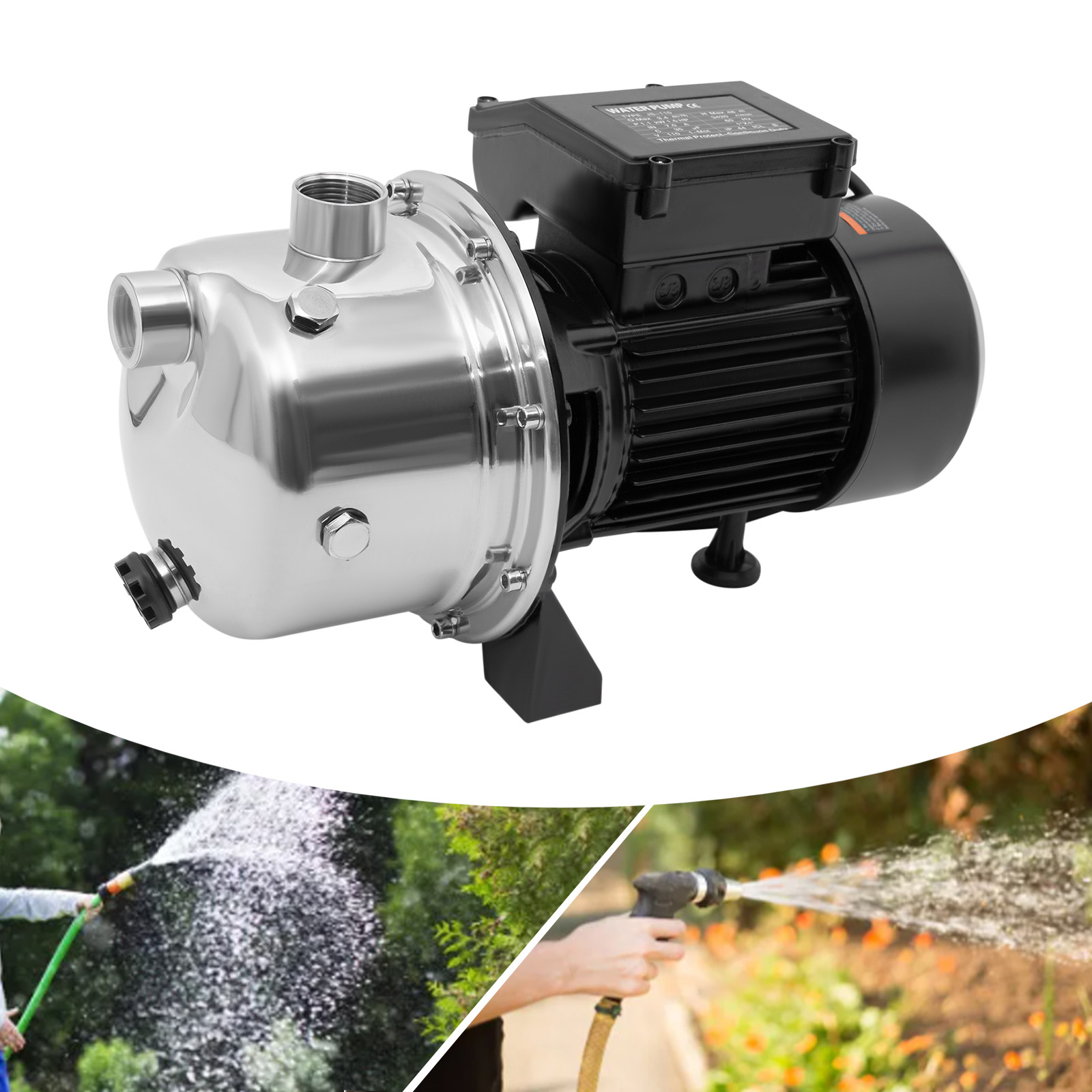 Shallow Well Pump, Garden Jet Pump, 1.5 HP 115V, Stainless Steel Sprinkler Booster Jet Pumps with Automatic Controller for Garden Lawn Irrigation system, Water Transfer