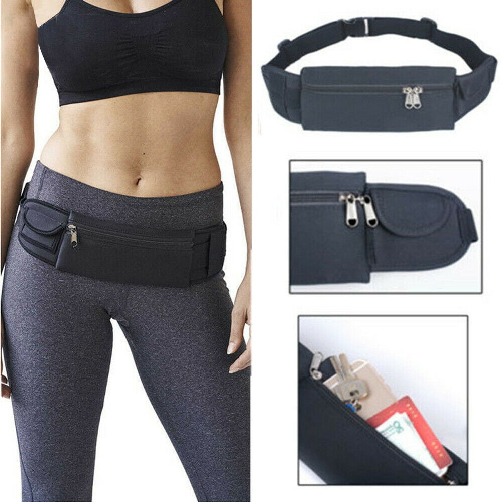 [2 Pack] Fanny Pack Running Waist Bag;Casual Travel Cellphone Waist Pouch Bag;iClover for Man Women Sports Travel Hiking / Money iPhone6/6S Plus 7/7Plus 8/X/8Plus Samsung S8 Black Aziatec Inc