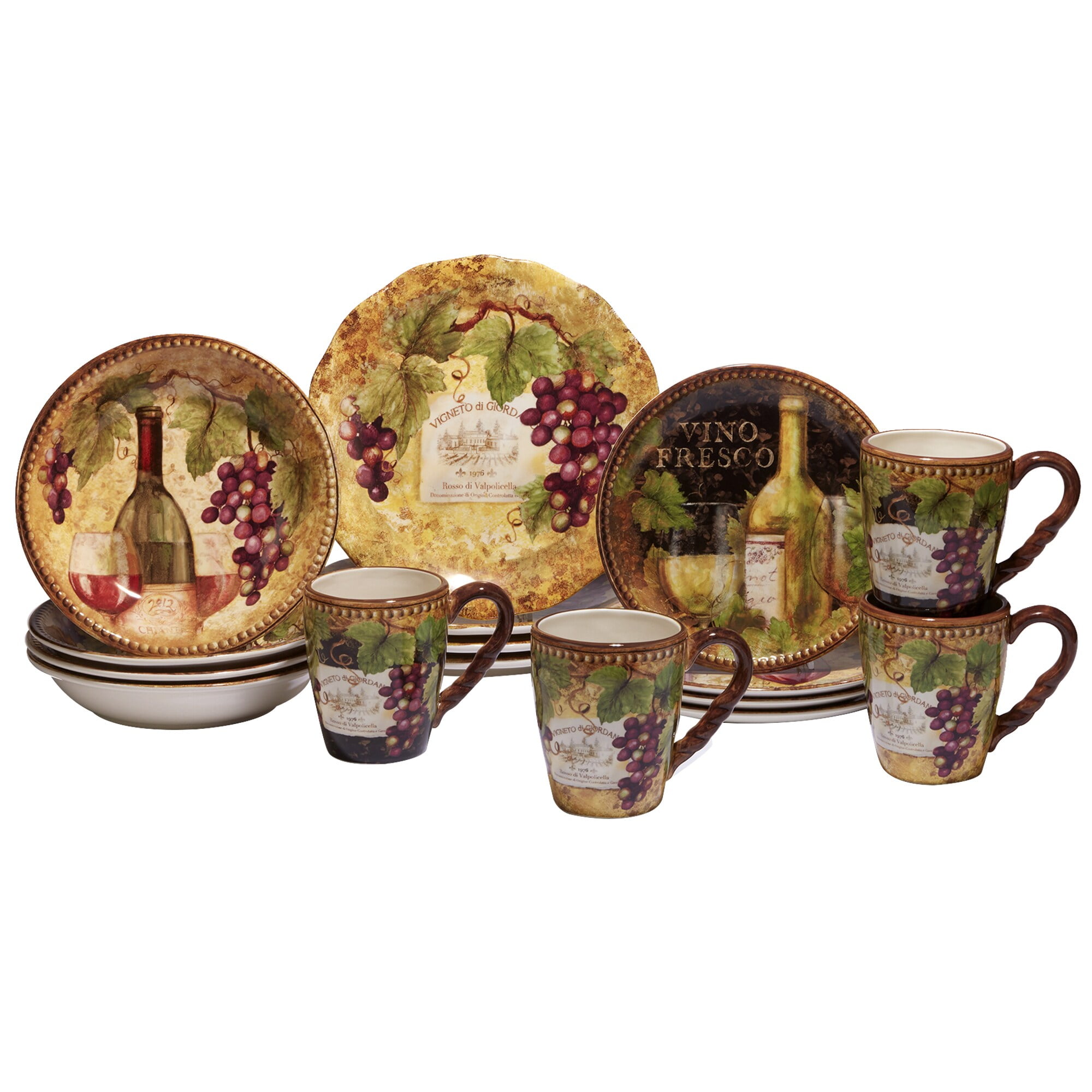 Certified International Gilded Wine 16 Piece Dinnerware Set