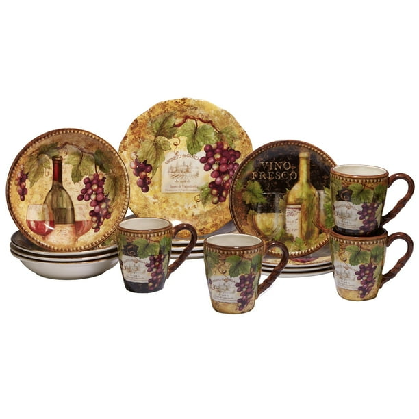 Certified International Gilded Wine 16 Piece Dinnerware Set Walmart