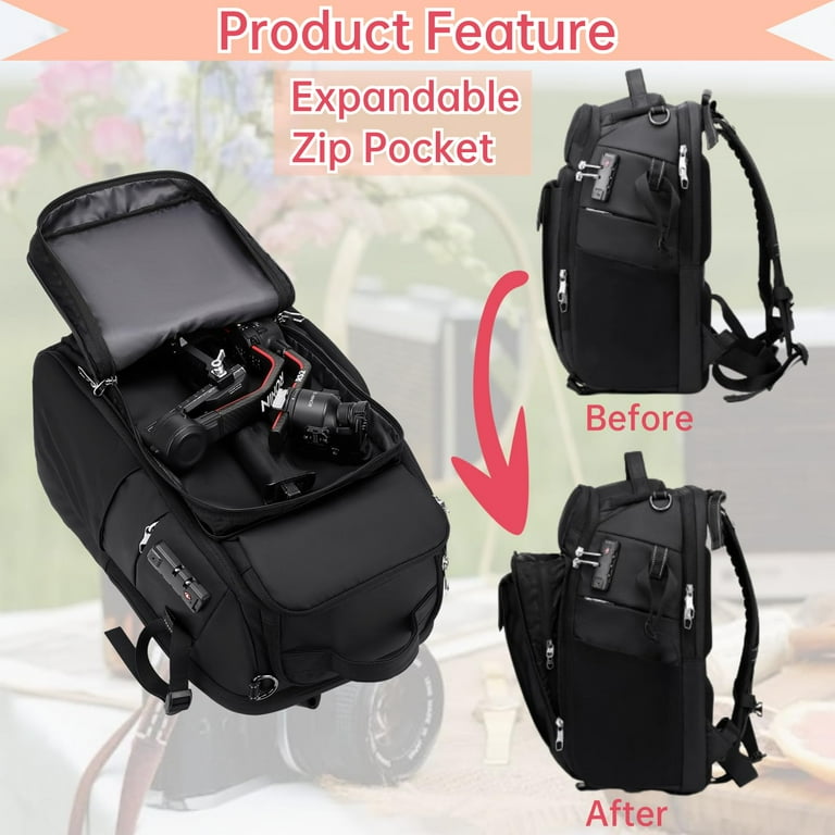 FL Camera Backpack Large, Waterproof Camera Bag for Mirrorless and DSLR with TSA Lock,Quick Access,17-Inch Laptop Compartment, Adjustable Straps - Fits Camera Stabilizer,Drone, Black - Walmart.com FL Camera Backpack Large, Waterproof Camera Bag for Mirrorless and DSLR with TSA Lock,Quick Access,17-Inch Laptop Compartment, Adjustable Straps - Fits Camera Stabilizer,Drone, Black - Walmart.com