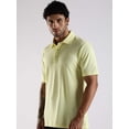 thumbnail image 6 of Men Solid Lemon Yellow Cotton Polo with Embroidered Logo and Collar Stand, 6 of 6