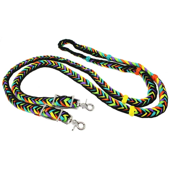 Horse Western Nylon Braided Roping Knotted Barrel Reins 607246