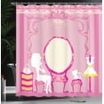 thumbnail image 4 of Ambesonne Fashion Shower Curtain, French Lady Cat Mirror, 69"Wx84"L, Yellow Pink, 4 of 5