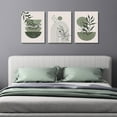thumbnail image 4 of Sage Green Wall Posters & Prints, Green Boho Wall Art Set of 3, Minimalist Framed Wall Art Geometric Line Leaf Sun Moon Beige Green Canvas Artwork Paintings, 4 of 6