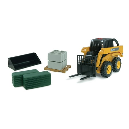 John Deere Big Farm Toy Tractor, Skid Steer Set With Lights and Sounds, 1:16