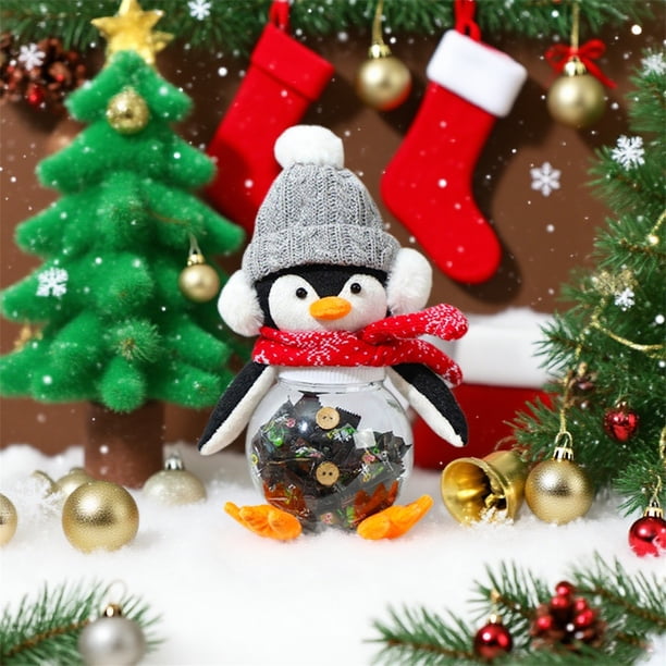 Adornos navideños, adornos navideños, regalos navideños, adornos navideños, tarros de caramelos de pingüino, figuras, muñecas, adornos navideños, tarro de caramelos