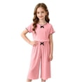 thumbnail image 2 of Amidoa Girls 2 Piece Outfits Summer Clothes Solid Color Cute Short Sleeve T-Shirt and Shorts Casual Kids Clothing Sets,Pink Size 2T, 2 of 9