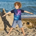 thumbnail image 3 of FORMRS Boys Rash Guard with Short Sleeves UPF 50+ Swim Shirts Sizes 3-12T, Galaxy Pattern, 3 of 6