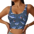thumbnail image 1 of Fotbe Cartoon Shark Sujetador Deportivo Largo sin Aros para Mujer con Almohadillas y Soporte Medio, Transpirable y Absorbente, Camiseta Tipo Chaleco o Tank Top-Large, 1 of 8