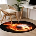 thumbnail image 4 of Round Rugs 3Ft, Billiards Round Area Rug Washable Indoor Throw Carpet, Modern Buruning Flame Sport Black Background Small Non Slip Circle Rug for Bedroom Living Room Home Decor Aesthetic, 4 of 8