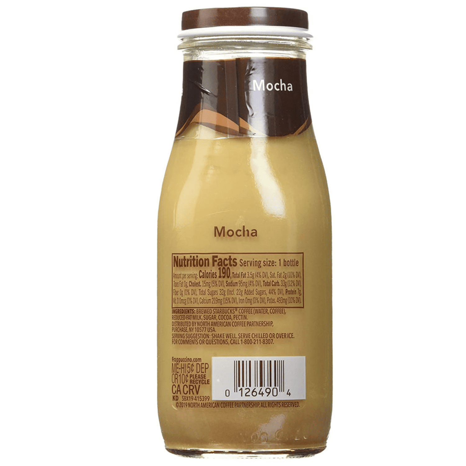 Starbucks Frappuccino Mocha Coffee Drink, 9.5 oz. Glass Bottle, Soft Drink, Cow Milk