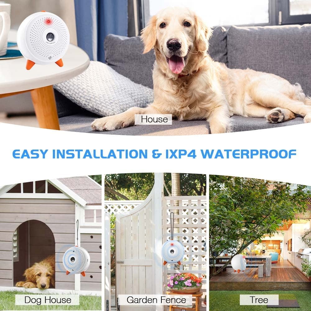 Ultrason Longue Portée 50m Boitier Anti Aboiement Avec 3 Modes, Automatique Anti Aboiement Chien Voisin Avec 4 Emetteurs à Ultrason Chien