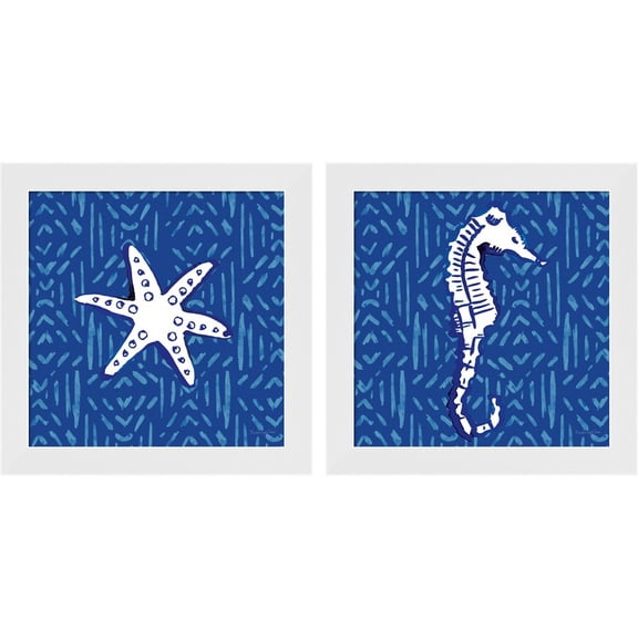 Great Art Now Salty Waves A by Mercedes Lopez Charro, 2 Piece Framed Art Set Each 14"W x 14"H