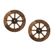 LULULION Brown Wooden Wagon Wheel for Vintage Home and Garden Decoration 2Pcs