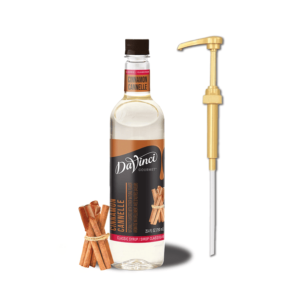 DaVinci Gourmet Classic Cinnamon Syrup 750ml (25.4 fl oz)   Gold Pump