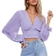 thumbnail image 2 of Top de Manga con Volantes para Mujer Top Sexy con Cuello en V Profundo Top con Inserción de Encaje Diseño de Manga Larga Acampada Suave Y Agradable para la Piel ANGGREK Otros, 2 of 6