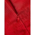 thumbnail image 5 of Elegant Fiery Red Jacquard Satin Qipao Dress, Short Sleeve Button Front, 5 of 24